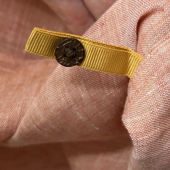 Jos. A. Bank Men's Linen Short Sleeve Peach Orange Wooden Buttons Size M - Picture 8 of 11